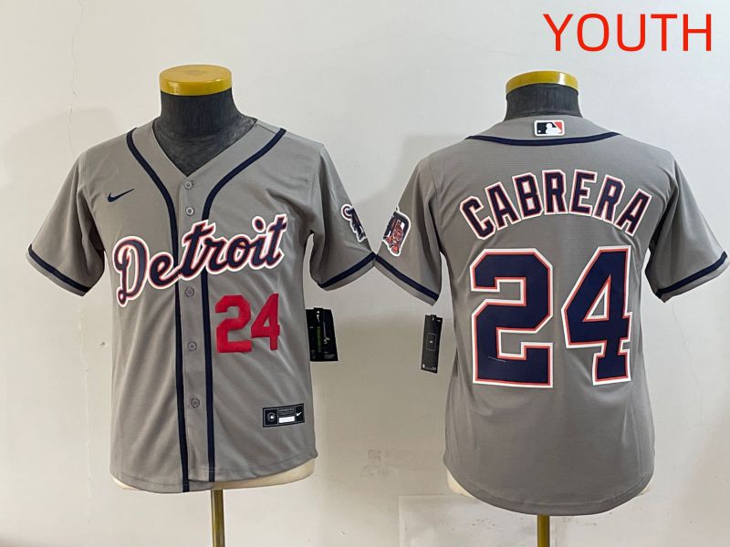 Youth 2025 Detroit Tigers #24 Cabrera Grey Game Nike MLB Jersey style 4